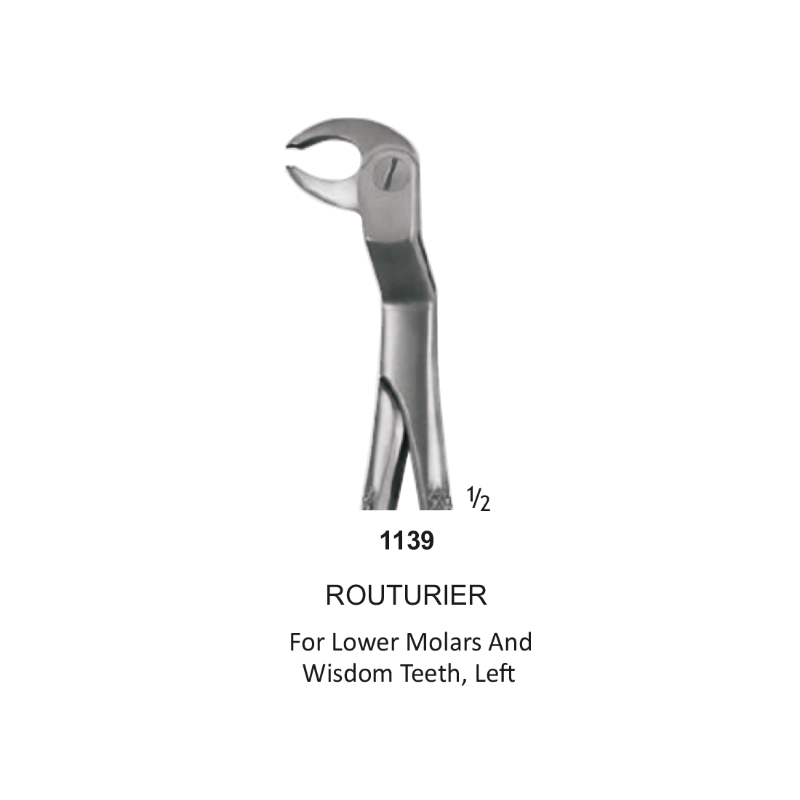 Tooth Forceps, Routourer, for lower molars & wisdom teeth Left.