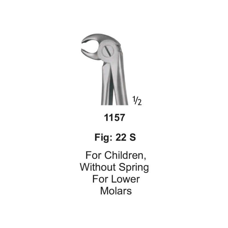 TOOTH FORCEPS, FOR CHILDREN, without spring, for lower molars, FIG. 22 S