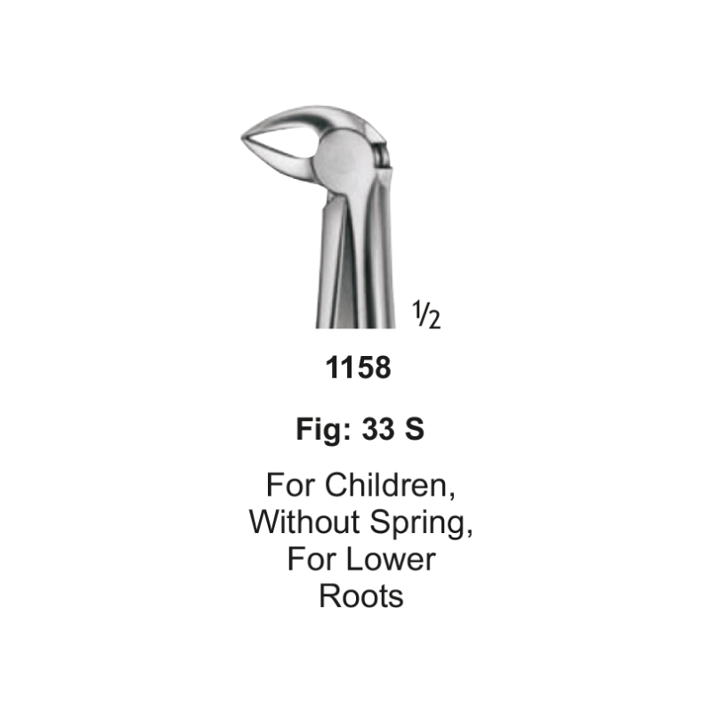 TOOTH FORCEPS, FOR CHILDREN, without spring, for lower roots, FIG. 33 S