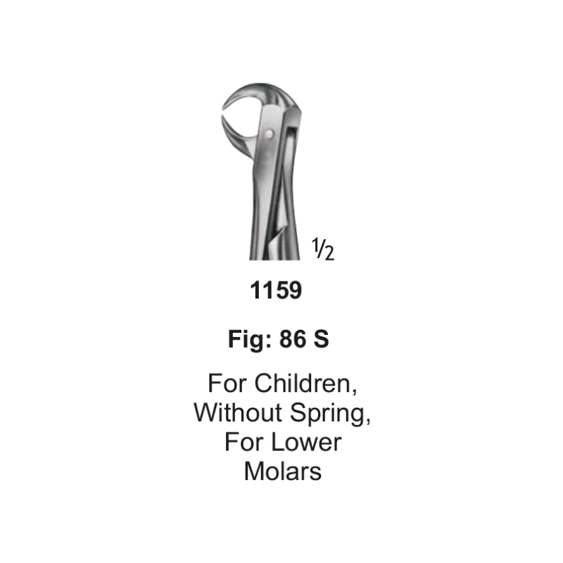 TOOTH FORCEPS, FOR CHILDREN, without spring, for lower molars, FIG. 86 S
