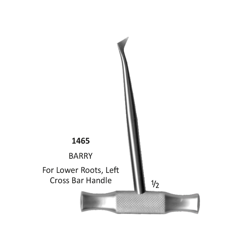 Tooth Elevator, BARRY For Lower Roots, Left 9mm Tip Cross Bar Handel