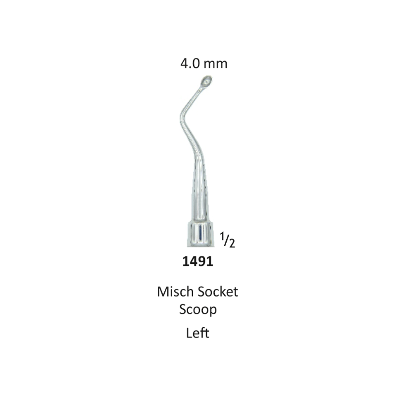 Tooth Elevator, Misch Socket Scoop[ 4 mm - Angled - Left