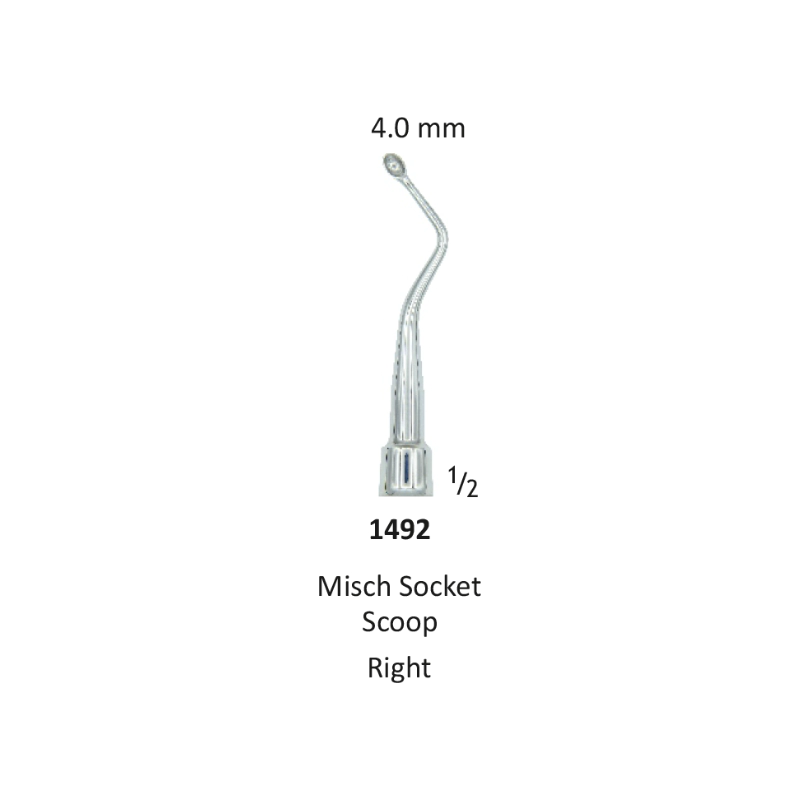 Tooth Elevator, Misch Socket Scoop[ 4 mm - Angled - Right