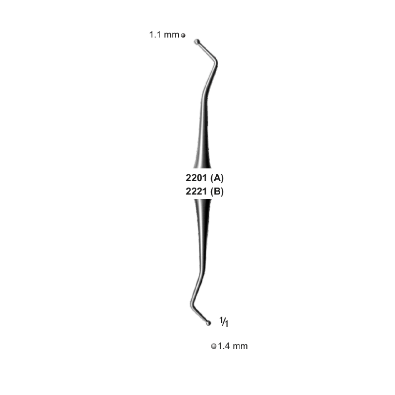 Burnisher, ball pointed 1.1 - 1.4 mm , Hollow Handel