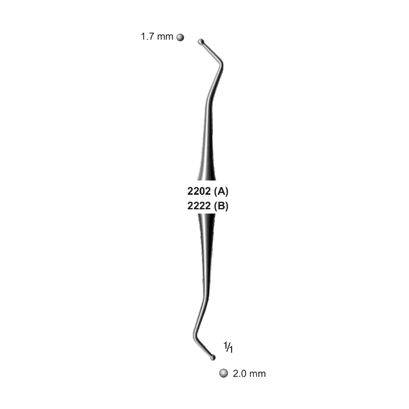 Burnisher, Ball Pointed 1.7 - 2.0 mm, Hollow Handel