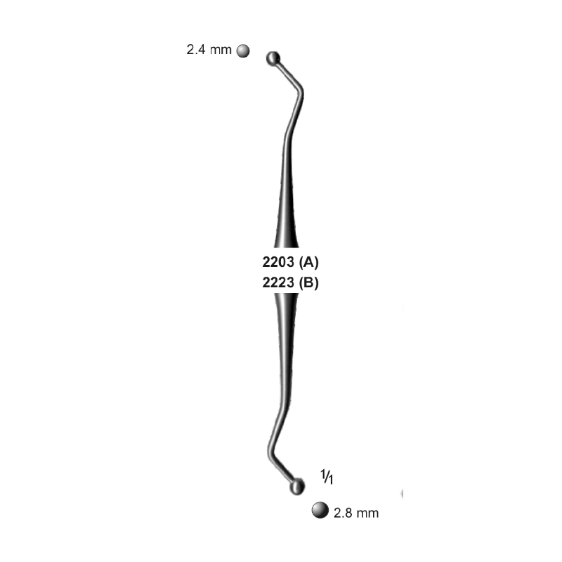 Burnisher, Ball Pointed 2.4 - 2.8 mm, Hollow Handel