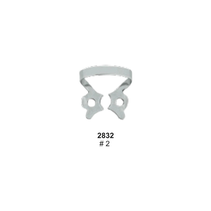 Rubber Dam Clamp, # 2, flat Jaws for permolars