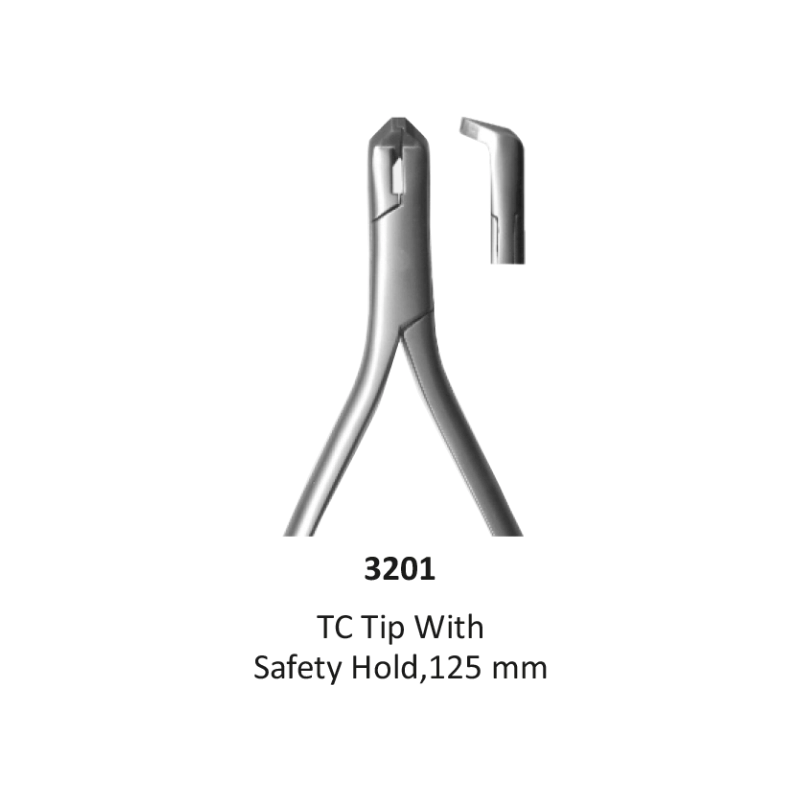 Orthodontic Cutter, Distal End Cutter, TC, with Safety Hold 12.5 cm.