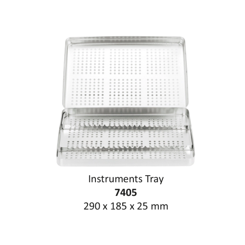 Instruments Tray, With Cap + Rack (PERFORATED) 290 x 185 x 50 mm